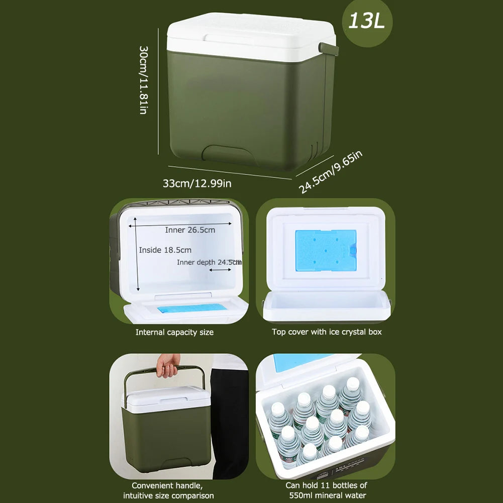 5/6/13L Cooler Box Portable Camping Refrigerator Incubator Large Capacity Car Ice Bucket Heat Preservation Camping BBQ Equipment