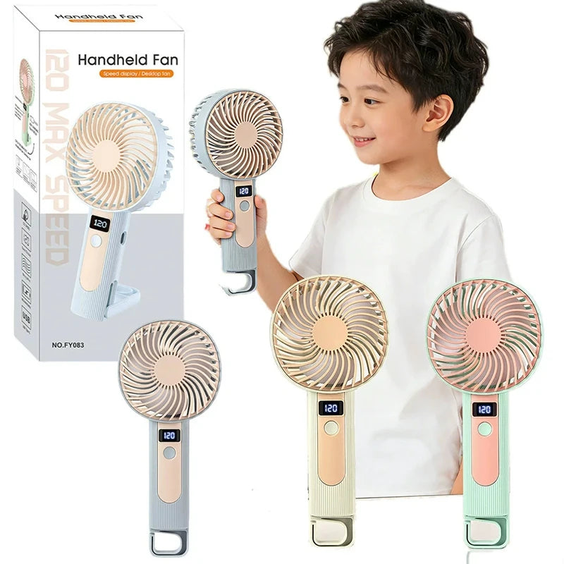 Standing Fan Bladeless Electric Handheld Fans Portable Hand Fan USB Rechargeable Fan Outdoor Camping Office Desktop Cool Supply