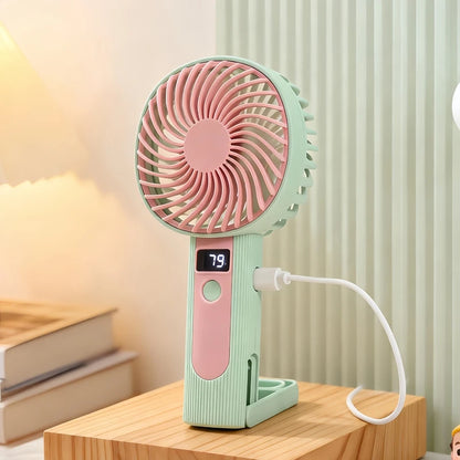 Standing Fan Bladeless Electric Handheld Fans Portable Hand Fan USB Rechargeable Fan Outdoor Camping Office Desktop Cool Supply