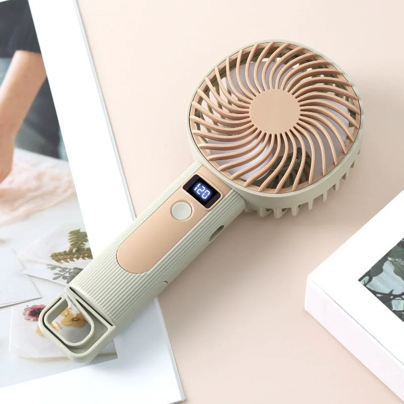 Standing Fan Bladeless Electric Handheld Fans Portable Hand Fan USB Rechargeable Fan Outdoor Camping Office Desktop Cool Supply