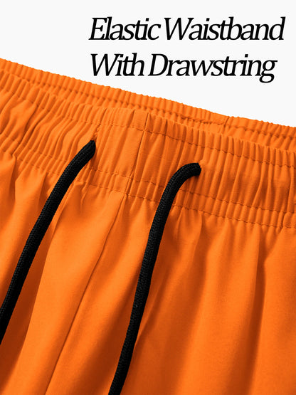 Men's Run Print Fitness Shorts Breathable Mesh Lined Summer Running Cycling Swimming Surfing Drawstring Beachwear Swim Trunks