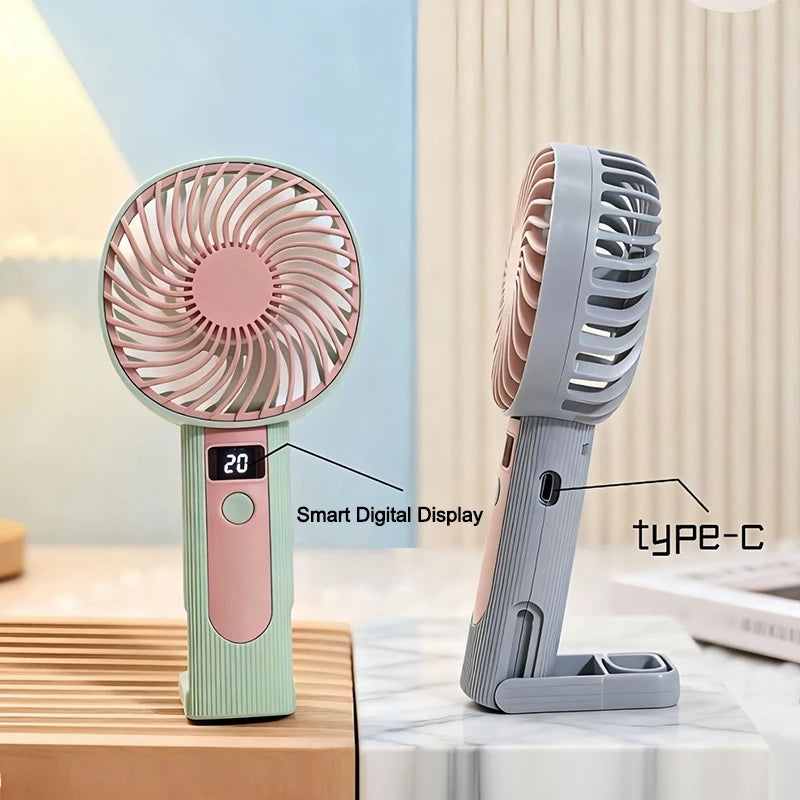 Standing Fan Bladeless Electric Handheld Fans Portable Hand Fan USB Rechargeable Fan Outdoor Camping Office Desktop Cool Supply