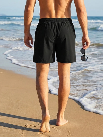Shark Print Men's Beach Shorts Summer Casual Board Shorts with Mesh Liner Zipper Pockets Quick Dry Swim Trunks Bathing Suit