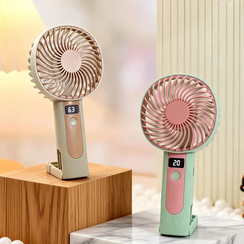 Standing Fan Bladeless Electric Handheld Fans Portable Hand Fan USB Rechargeable Fan Outdoor Camping Office Desktop Cool Supply