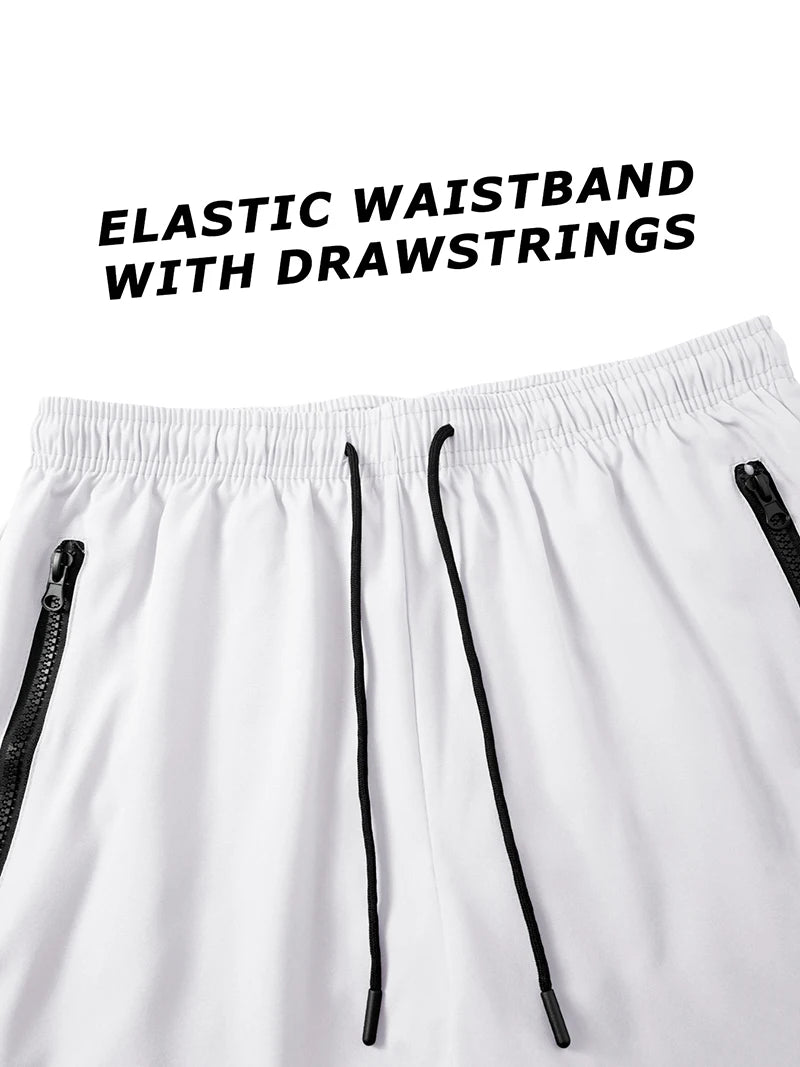 Shark Print Men's Beach Shorts Summer Casual Board Shorts with Mesh Liner Zipper Pockets Quick Dry Swim Trunks Bathing Suit