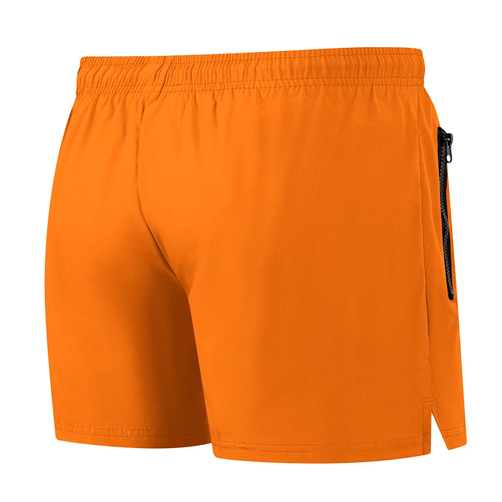 Men's Run Print Fitness Shorts Breathable Mesh Lined Summer Running Cycling Swimming Surfing Drawstring Beachwear Swim Trunks